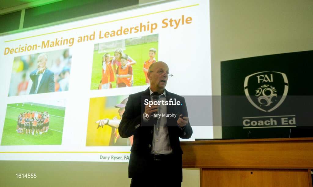 24 November 2018; Dany Ryser, member of the UEFA Jira Panel and UEFA Instructor, speaks during the 2018 FAI Coach Education Conference at IT Carlow, in Carlow. Photo by Harry Murphy/Sportsfile