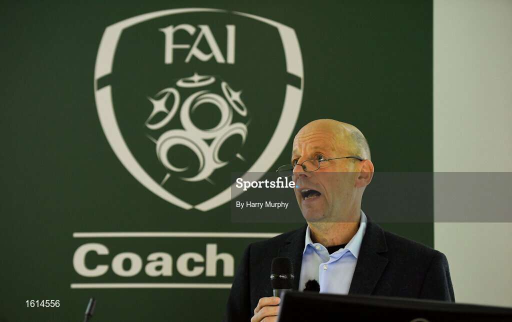 24 November 2018; Dany Ryser, member of the UEFA Jira Panel and UEFA Instructor, speaks during the 2018 FAI Coach Education Conference at IT Carlow, in Carlow. Photo by Harry Murphy/Sportsfile