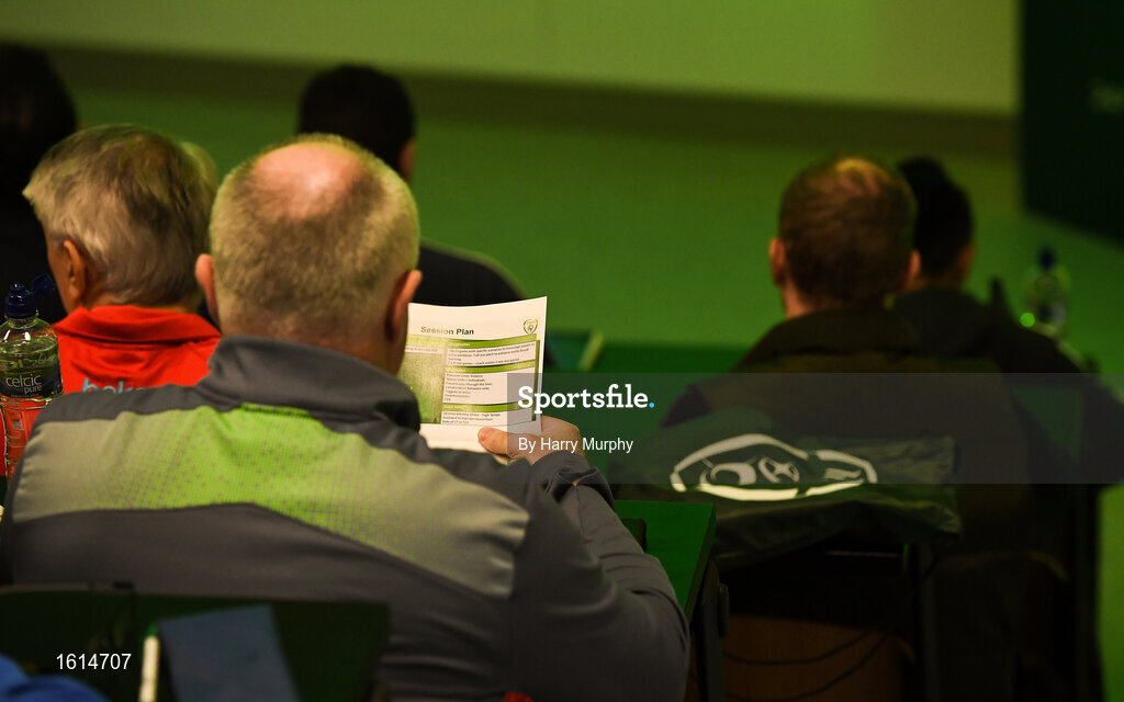 24 November 2018; An attendee reads during the 2018 FAI Coach Education Conference at IT Carlow, in Carlow. Photo by Harry Murphy/Sportsfile