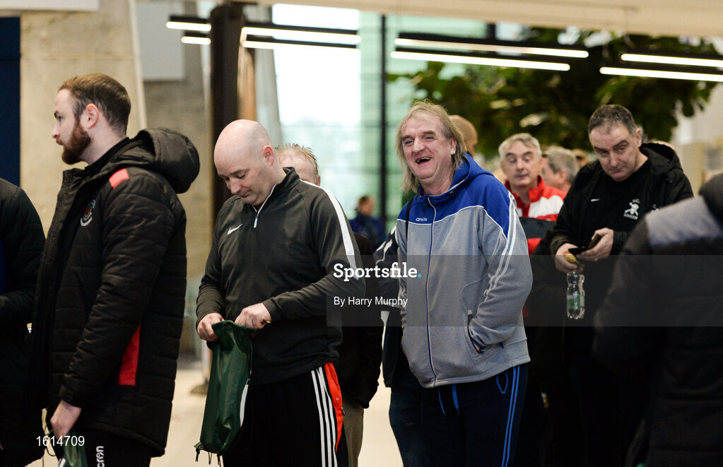24 November 2018; Finn Harps manager Ollie Horgan, third from right, queues for registration at the 2018 FAI Coach Education Conference at IT Carlow, in Carlow. Photo by Harry Murphy/Sportsfile