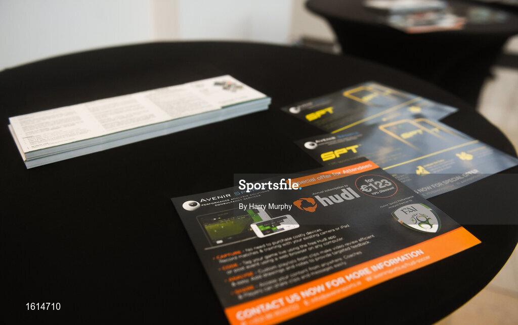 24 November 2018; A general view of leaflets during the 2018 FAI Coach Education Conference at IT Carlow, in Carlow. Photo by Harry Murphy/Sportsfile