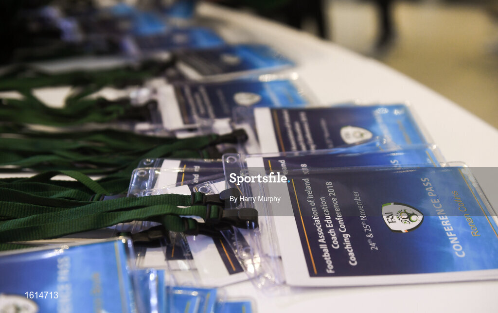 24 November 2018; A general view of lanyards during the 2018 FAI Coach Education Conference at IT Carlow, in Carlow. Photo by Harry Murphy/Sportsfile
