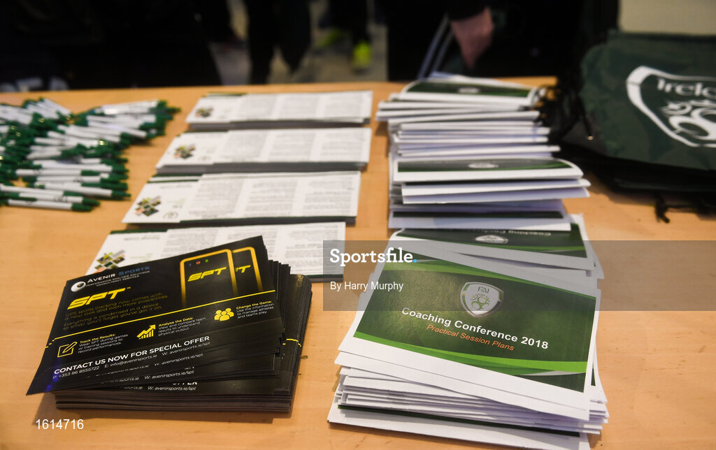 24 November 2018; A general view of documents during the 2018 FAI Coach Education Conference at IT Carlow, in Carlow. Photo by Harry Murphy/Sportsfile