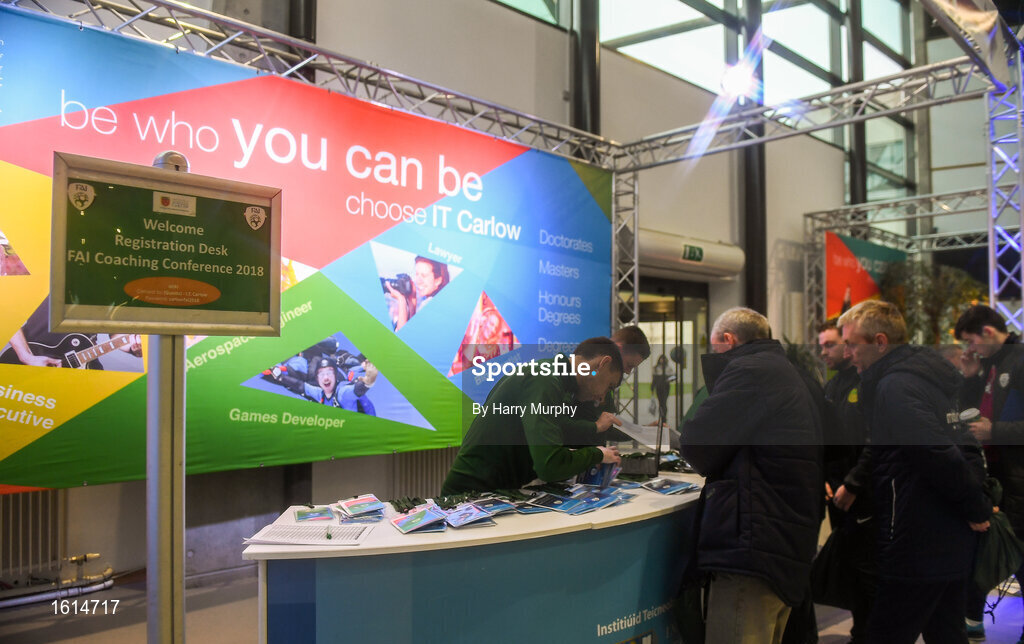 24 November 2018; A general view of registration during the 2018 FAI Coach Education Conference at IT Carlow, in Carlow. Photo by Harry Murphy/Sportsfile