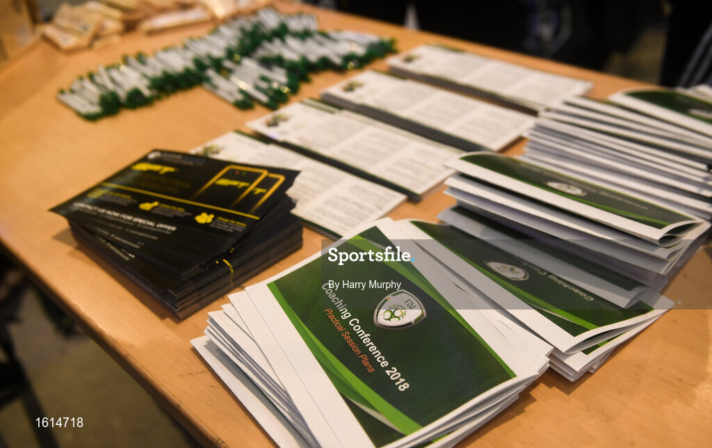 24 November 2018; A general view of documents during the 2018 FAI Coach Education Conference at IT Carlow, in Carlow. Photo by Harry Murphy/Sportsfile