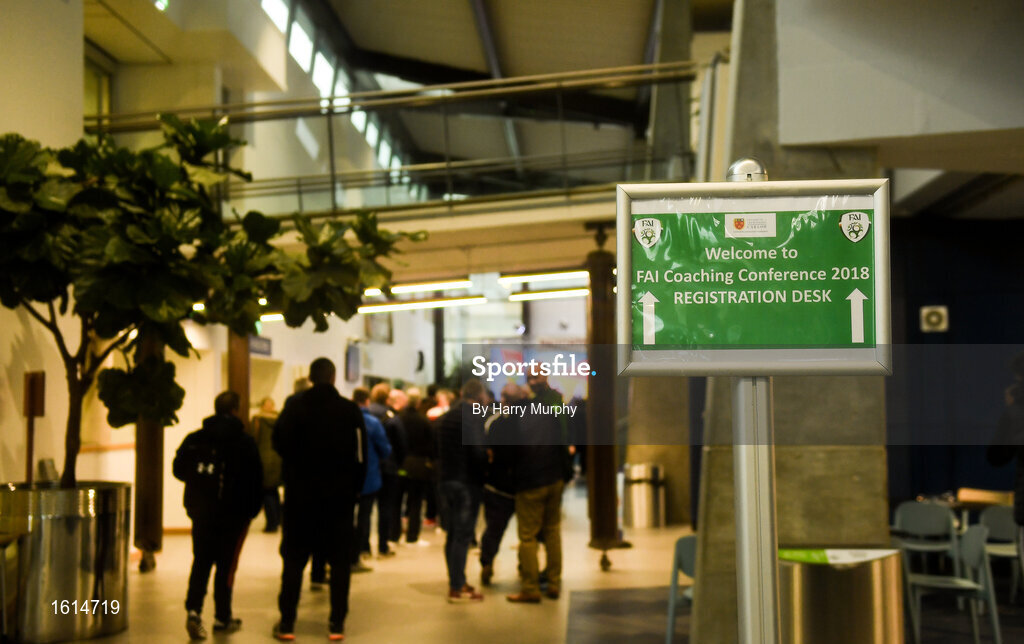 24 November 2018; A general view of registration during the 2018 FAI Coach Education Conference at IT Carlow, in Carlow. Photo by Harry Murphy/Sportsfile