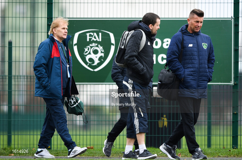 24 November 2018; Sligo Rovers manager Liam Buckley, left, Cork City FC Women's manager Rónán Collins, centre, and Republic of Ireland Women's National team manager Colin Bell during the 2018 FAI Coach Education Conference at IT Carlow, in Carlow. Photo by Harry Murphy/Sportsfile