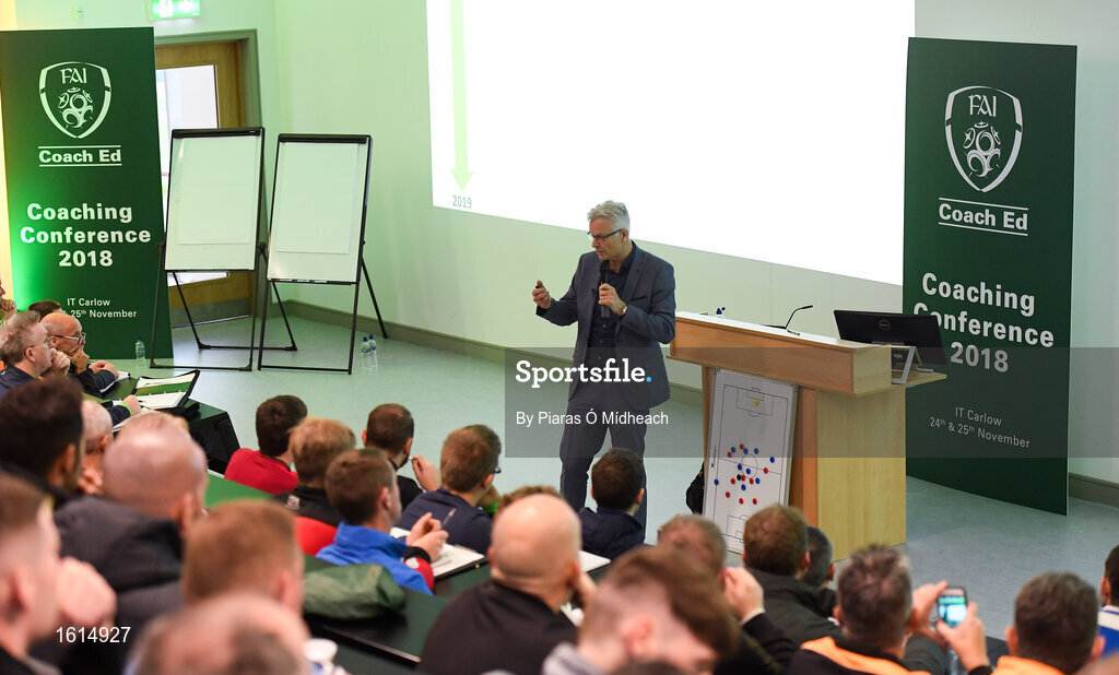 24 November 2018; FAI High Performace Director Ruud Dokter speaking during the 2018 FAI Coach Education Conference at IT Carlow, in Carlow. Photo by Piaras Ó Mídheach/Sportsfile
