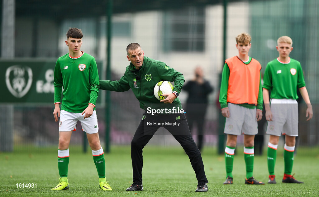 24 November 2018; Ger O'Connor of UCD U15's and  Republic of Ireland U18 Manager, Jim Crawford during the 2018 FAI Coach Education Conference at IT Carlow, in Carlow. Photo by Harry Murphy/Sportsfile