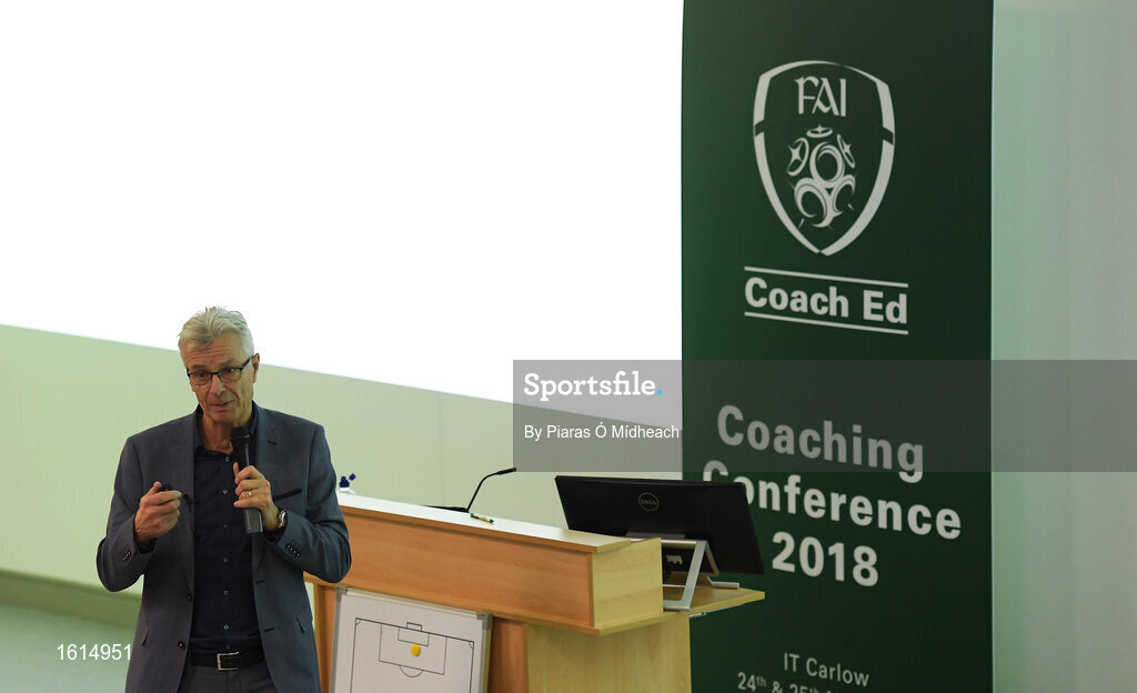 24 November 2018; FAI High Performace Director Ruud Dokter speaking during the 2018 FAI Coach Education Conference at IT Carlow, in Carlow. Photo by Piaras Ó Mídheach/Sportsfile