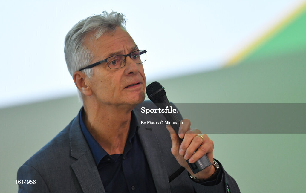 24 November 2018; FAI High Performace Director Ruud Dokter speaking during the 2018 FAI Coach Education Conference at IT Carlow in Carlow. Photo by Piaras Ó Mídheach/Sportsfile