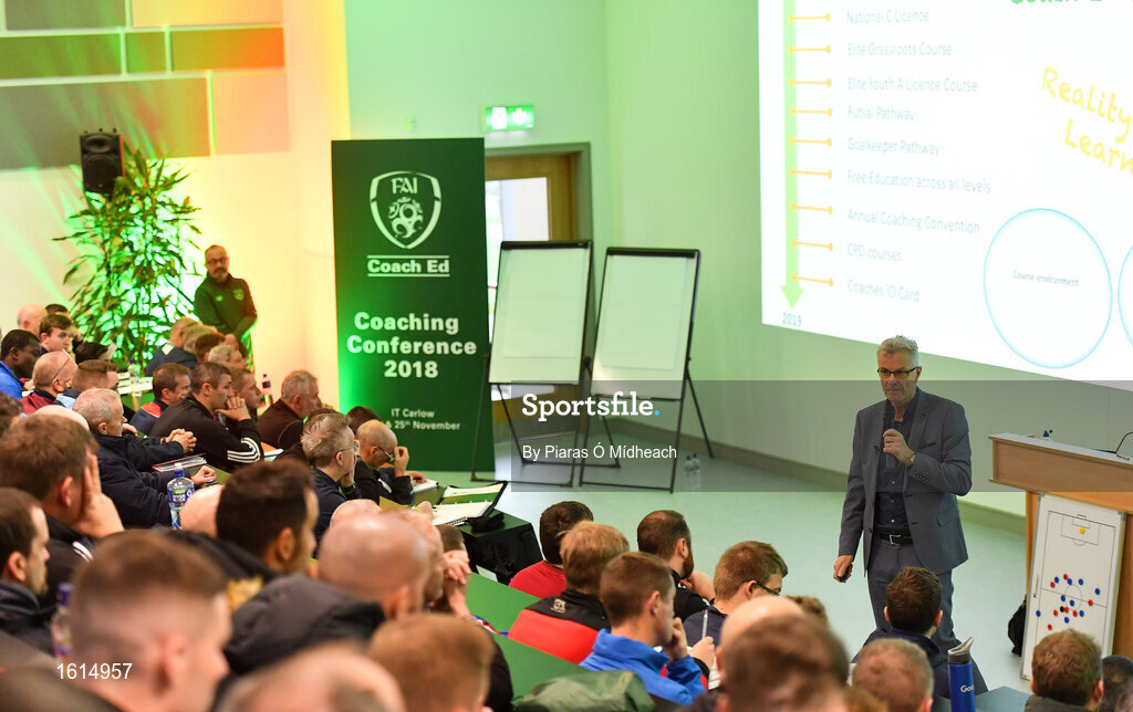 24 November 2018; FAI High Performace Director Ruud Dokter speaking during the 2018 FAI Coach Education Conference at IT Carlow, in Carlow. Photo by Piaras Ó Mídheach/Sportsfile