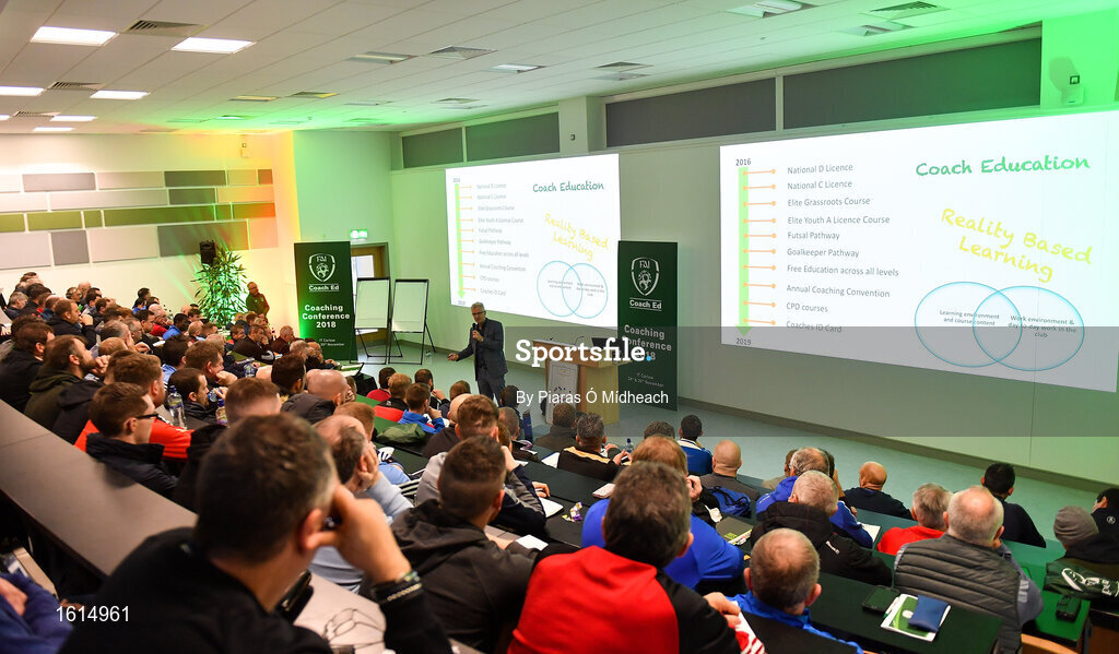 24 November 2018; FAI High Performace Director Ruud Dokter speaking during the 2018 FAI Coach Education Conference at IT Carlow, in Carlow. Photo by Piaras Ó Mídheach/Sportsfile
