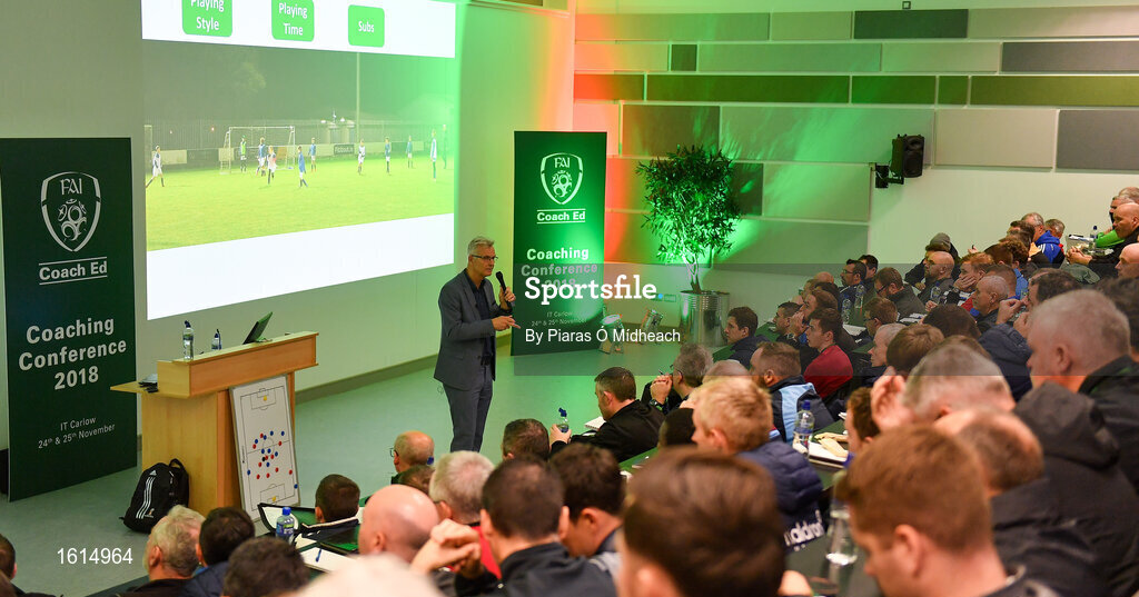 24 November 2018; FAI High Performace Director Ruud Dokter speaking during the 2018 FAI Coach Education Conference at IT Carlow in Carlow. Photo by Piaras Ó Mídheach/Sportsfile