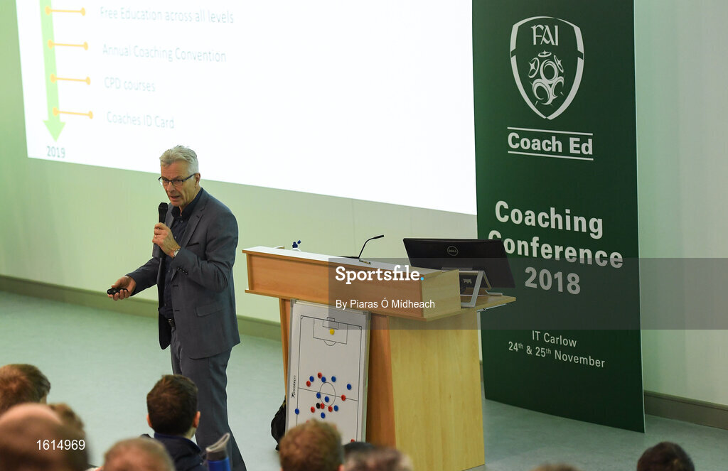 24 November 2018; FAI High Performace Director Ruud Dokter speaking during the 2018 FAI Coach Education Conference at IT Carlow, in Carlow. Photo by Piaras Ó Mídheach/Sportsfile