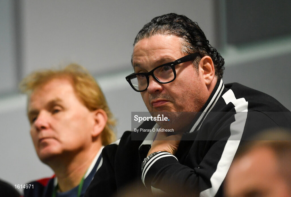 24 November 2018; UEFA CPD participants Pat Dolan, right, and Sligo Rovers manager Liam Buckley during the 2018 FAI Coach Education Conference at IT Carlow, in Carlow. Photo by Piaras Ó Mídheach/Sportsfile