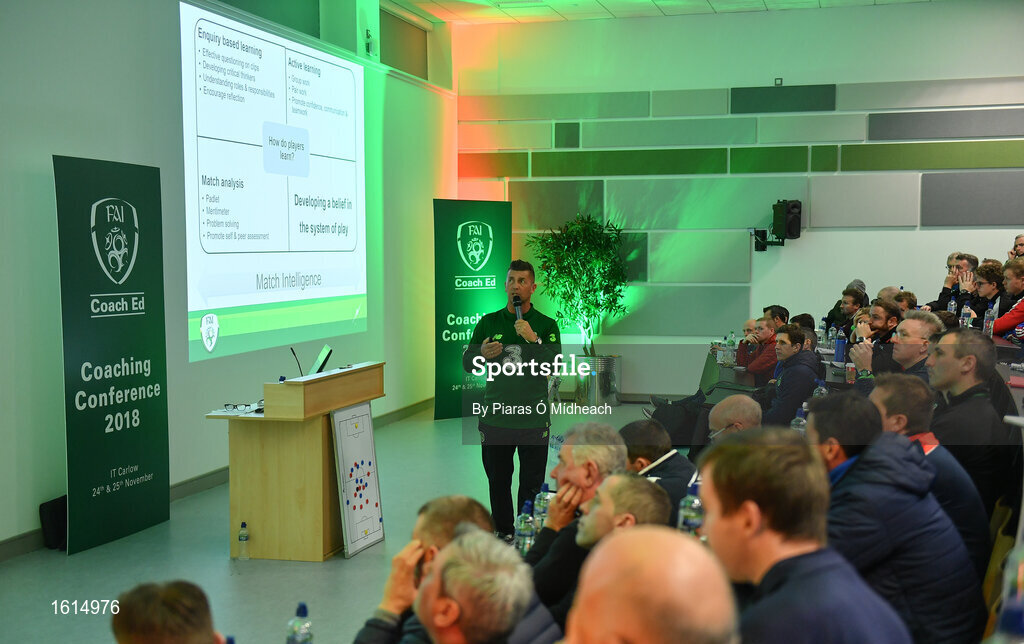 24 November 2018; Republic of Ireland Women's National team manager Colin Bell speaking during the 2018 FAI Coach Education Conference at IT Carlow in Carlow. Photo by Piaras Ó Mídheach/Sportsfile