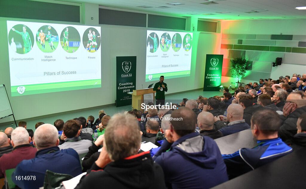24 November 2018; Republic of Ireland Women's National team manager Colin Bell speaking during the 2018 FAI Coach Education Conference at IT Carlow in Carlow. Photo by Piaras Ó Mídheach/Sportsfile