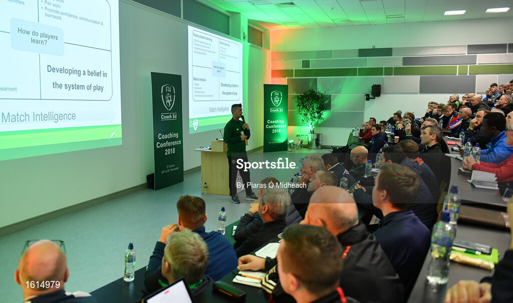 24 November 2018; Republic of Ireland Women's National team manager Colin Bell speaking during the 2018 FAI Coach Education Conference at IT Carlow in Carlow. Photo by Piaras Ó Mídheach/Sportsfile