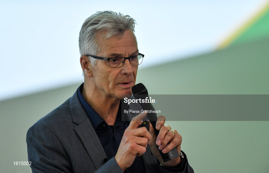 24 November 2018; FAI High Performace Director Ruud Dokter speaking during the 2018 FAI Coach Education Conference at IT Carlow, in Carlow. Photo by Piaras Ó Mídheach/Sportsfile