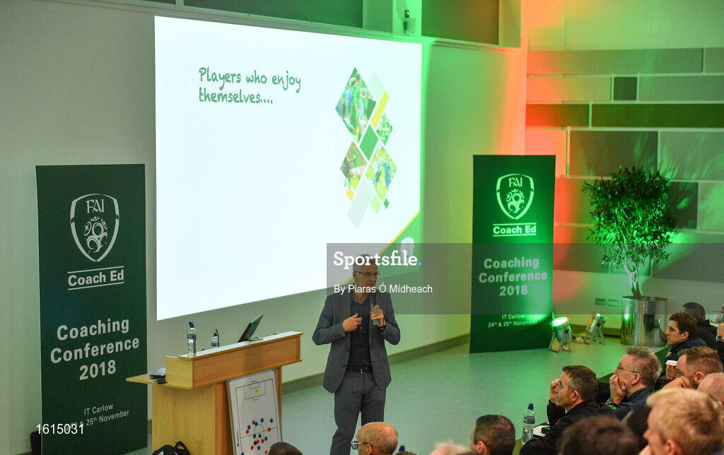 24 November 2018; FAI High Performace Director Ruud Dokter speaking during the 2018 FAI Coach Education Conference at IT Carlow in Carlow. Photo by Piaras Ó Mídheach/Sportsfile