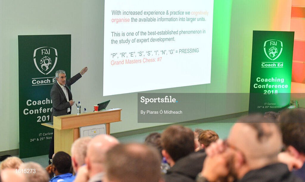 24 November 2018; Jim McGuinness speaking during the 2018 FAI Coach Education Conference at IT Carlow in Carlow. Photo by Piaras Ó Mídheach/Sportsfile