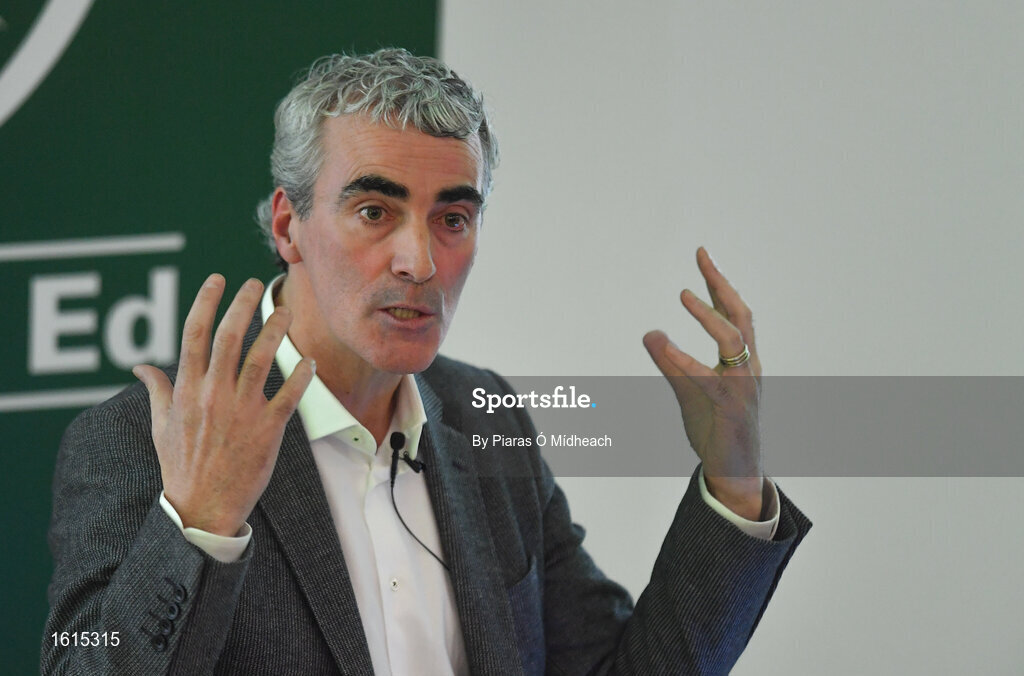 24 November 2018; Jim McGuinness speaking during the 2018 FAI Coach Education Conference at IT Carlow in Carlow. Photo by Piaras Ó Mídheach/Sportsfile