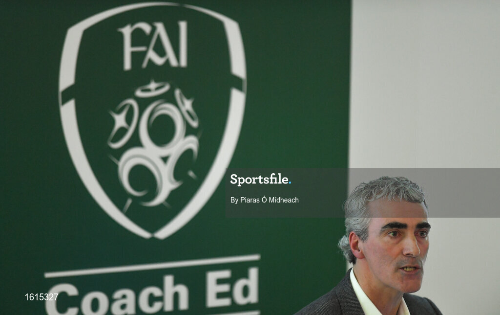 24 November 2018; Jim McGuinness speaking during the 2018 FAI Coach Education Conference at IT Carlow, in Carlow. Photo by Piaras Ó Mídheach/Sportsfile