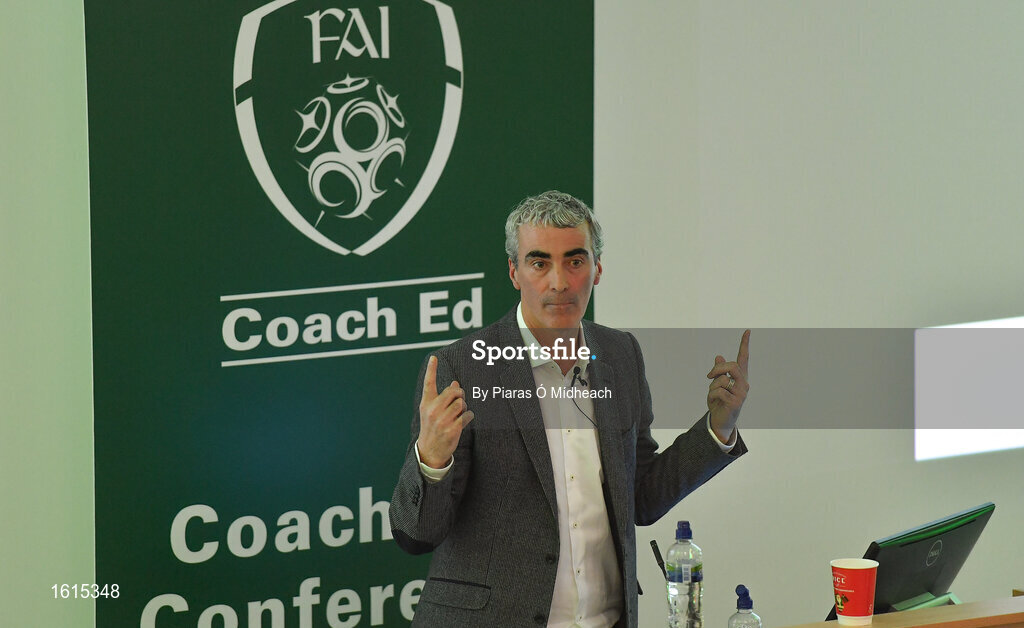24 November 2018; Jim McGuinness speaking during the 2018 FAI Coach Education Conference at IT Carlow in Carlow. Photo by Piaras Ó Mídheach/Sportsfile