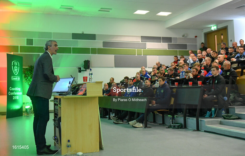 24 November 2018; Jim McGuinness speaking during the 2018 FAI Coach Education Conference at IT Carlow in Carlow. Photo by Piaras Ó Mídheach/Sportsfile