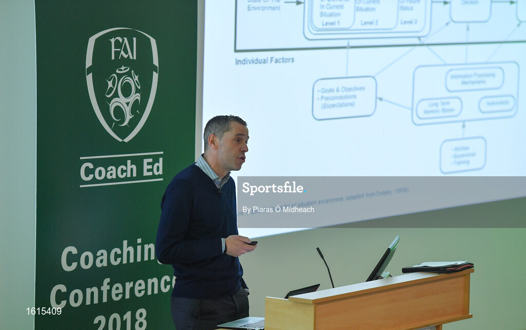 24 November 2018; Dr Seamus Murphy speaking during the 2018 FAI Coach Education Conference at IT Carlow in Carlow. Photo by Piaras Ó Mídheach/Sportsfile