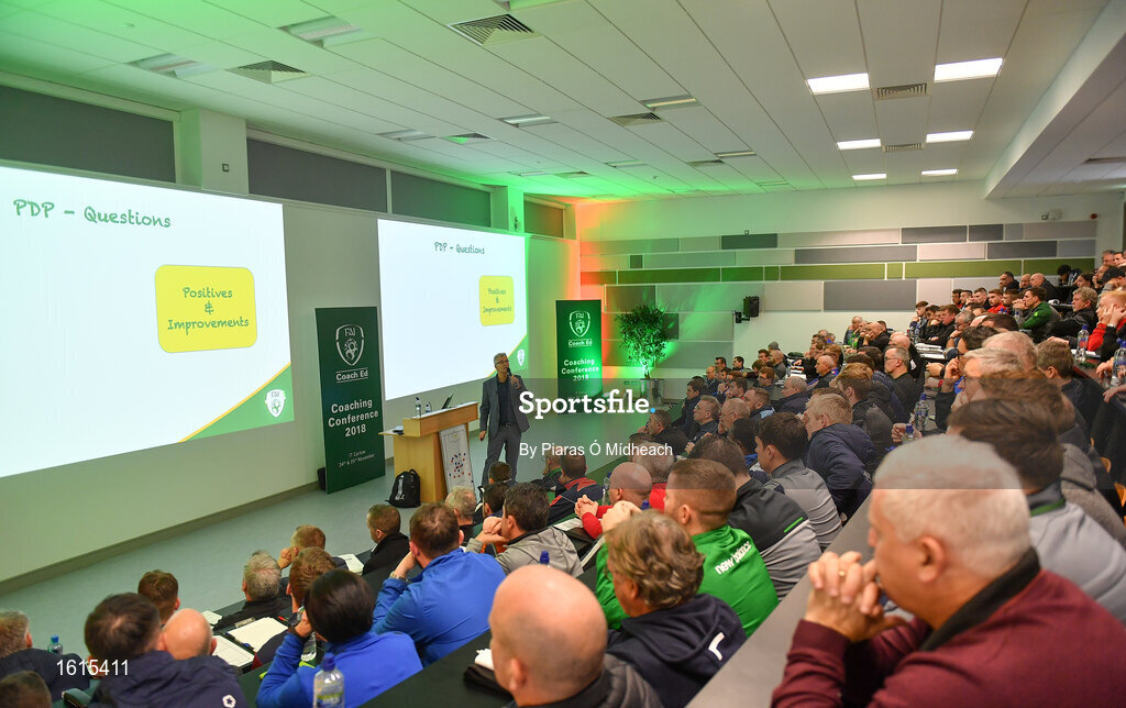 24 November 2018; FAI High Performace Director Ruud Dokter speaking during the 2018 FAI Coach Education Conference at IT Carlow in Carlow. Photo by Piaras Ó Mídheach/Sportsfile
