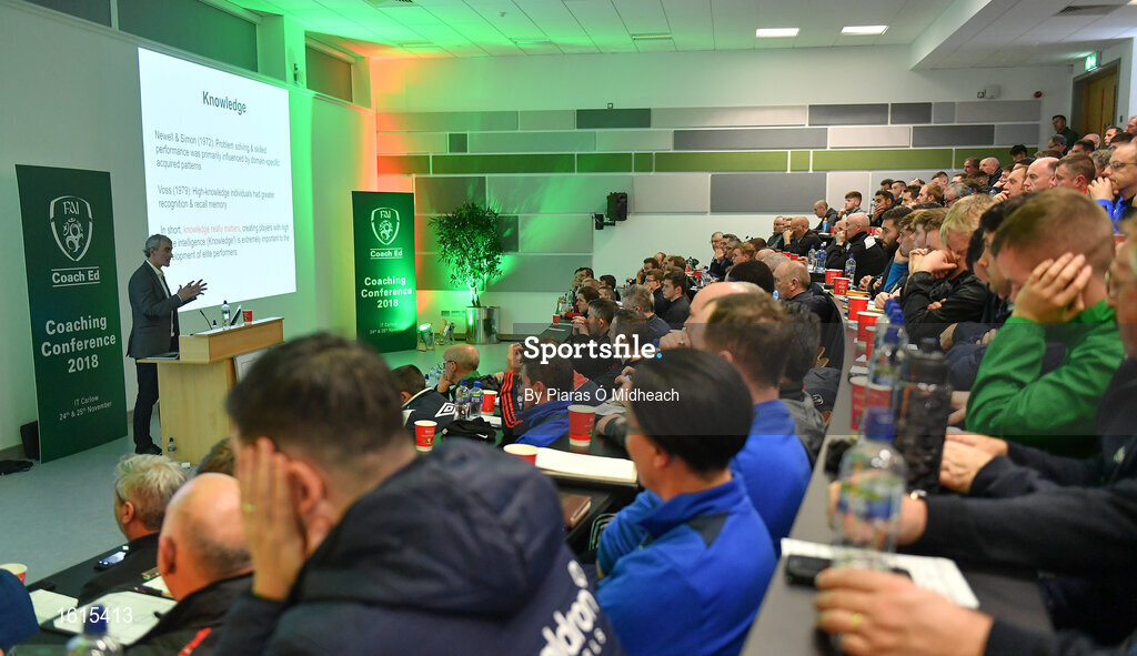 24 November 2018; Jim McGuinness speaking during the 2018 FAI Coach Education Conference at IT Carlow in Carlow. Photo by Piaras Ó Mídheach/Sportsfile
