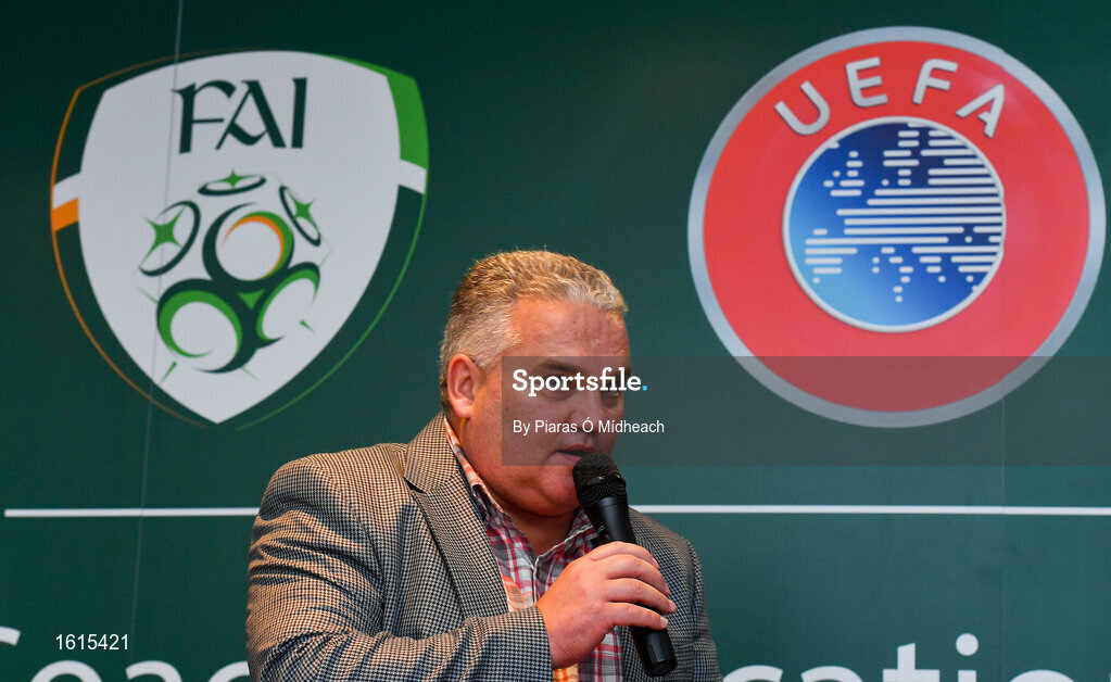 24 November 2018; Niall Harrison, Emerging Talent Programme National Coordinator at Football Association of Ireland, during the UEFA Elite Youth A Licence Graduation 2018 at The Talbot Hotel Carlow. Photo by Piaras Ó Mídheach/Sportsfile