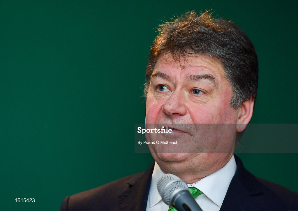 24 November 2018; MC Trevor Welsh during the UEFA Elite Youth A Licence Graduation 2018 at The Talbot Hotel Carlow. Photo by Piaras Ó Mídheach/Sportsfile