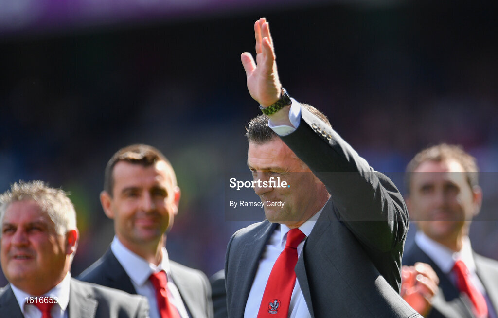 2 September 2018; Enda Gormley of the Derry 1993 All-Ireland winning Jubilee team as the team are honoured prior to the GAA Football All-Ireland Senior Championship Final match between Dublin and Tyrone at Croke Park in Dublin. Photo by Ramsey Cardy/Sportsfile