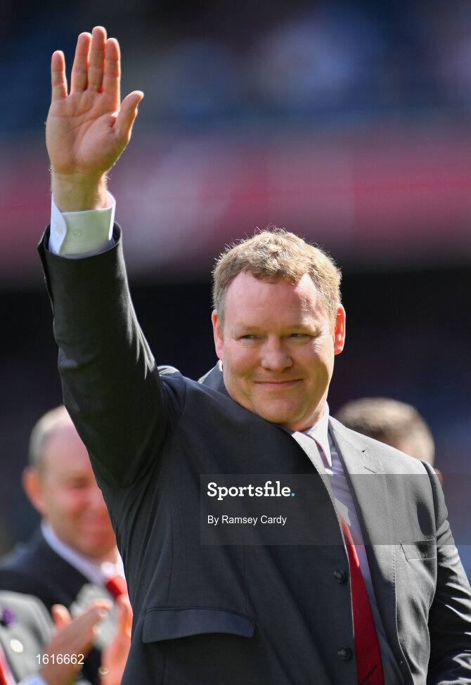 2 September 2018; Brian McGilligan of the Derry 1993 All-Ireland winning Jubilee team as the team are honoured prior to the GAA Football All-Ireland Senior Championship Final match between Dublin and Tyrone at Croke Park in Dublin. Photo by Ramsey Cardy/Sportsfile