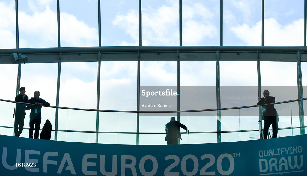 2 December 2018; A general view prior to the UEFA EURO2020 Qualifying Draw at the Convention Centre in Dublin. Photo by Sam Barnes/Sportsfile