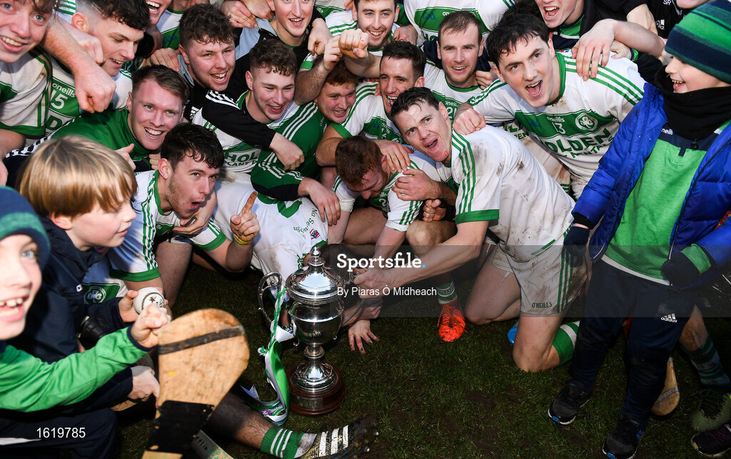 2 December 2018; Ballyhale Shamrocks players celebrate with the cup after the AIB Leinster GAA Hurling Senior Club Championship Final match Ballyboden St Enda's and Ballyhale Shamrocks at Netwatch Cullen Park in Carlow. Photo by Piaras Ó Mídheach/Sportsfile