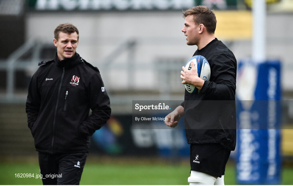 6 December 2018; Dwayne Peel Ulster attack coach and Jordi Murphy  during the Ulster Rugby Captain's Run at the Kingspan Stadium in Belfast. Photo by Oliver McVeigh/Sportsfile