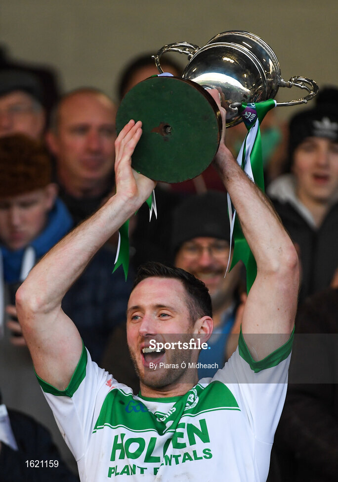 2 December 2018;  Ballyhale Shamrocks captain Michael Fennelly lifts the cup after the AIB Leinster GAA Hurling Senior Club Championship Final match Ballyboden St Enda's and Ballyhale Shamrocks at Netwatch Cullen Park in Carlow. Photo by Piaras Ó Mídheach/Sportsfile