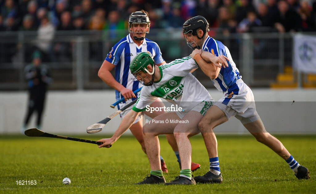 2 December 2018; Eoin Cody of Ballyhale Shamrocks in action against Luke Corcoran, left, and David O'Connor of Ballyboden St Enda's during the AIB Leinster GAA Hurling Senior Club Championship Final match Ballyboden St Enda's and Ballyhale Shamrocks at Netwatch Cullen Park in Carlow. Photo by Piaras Ó Mídheach/Sportsfile