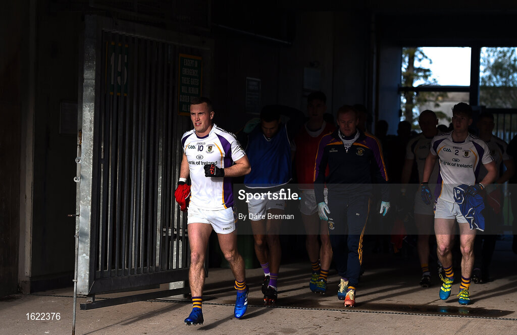 9 December 2018; Shane Cunningham of Kilmacud Crokes leads his side out ahead of the AIB Leinster GAA Football Senior Club Championship Final match between Kilmacud Crokes and Mullinalaghta St Columba's at Bord na Móna O'Connor Park in Offaly. Photo by Daire Brennan/Sportsfile