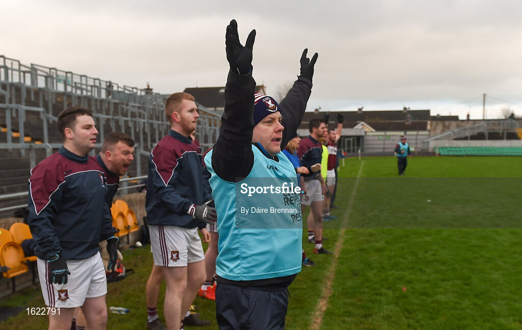 9 December 2018; Mullinalaghta St Columba's manager Mickey Graham reacts near the end of the AIB Leinster GAA Football Senior Club Championship Final match between Kilmacud Crokes and Mullinalaghta St Columba's at Bord na Móna O'Connor Park in Offaly. Photo by Daire Brennan/Sportsfile