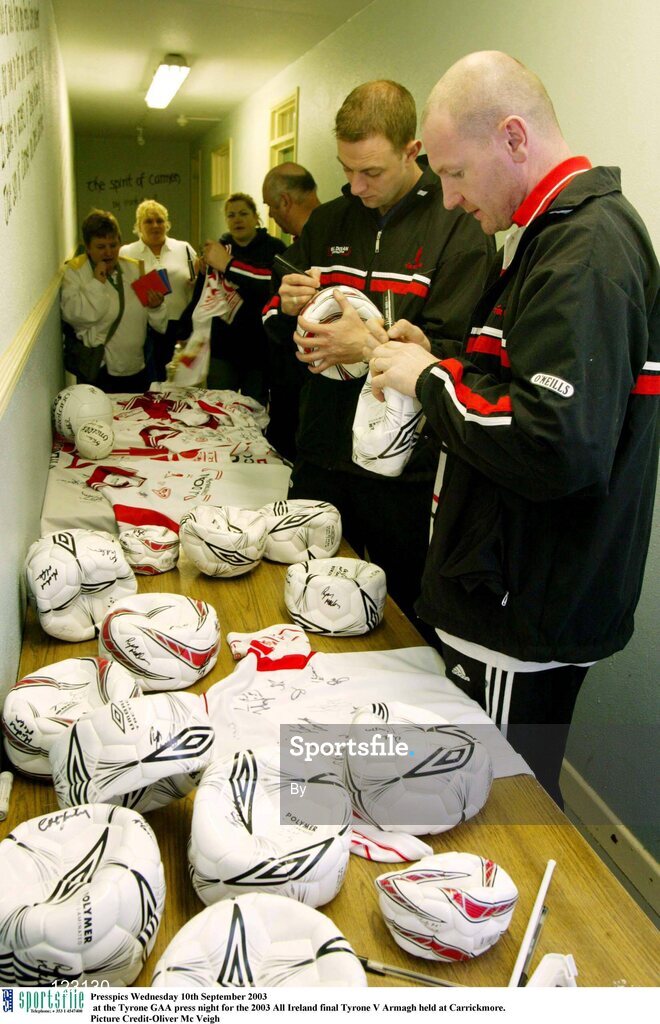 Presspics Wednesday 10th September 2003  at the Tyrone GAA press night for the 2003 All Ireland final Tyrone V Armagh held at Carrickmore. Picture Credit-Oliver Mc Veigh