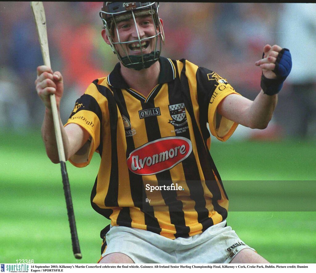 14 September 2003; Kilkenny's Martin Comerford celebrates the final whistle. Guinness All-Ireland Senior Hurling Championship Final, Kilkenny v Cork, Croke Park, Dublin. Picture credit; Damien Eagers / SPORTSFILE