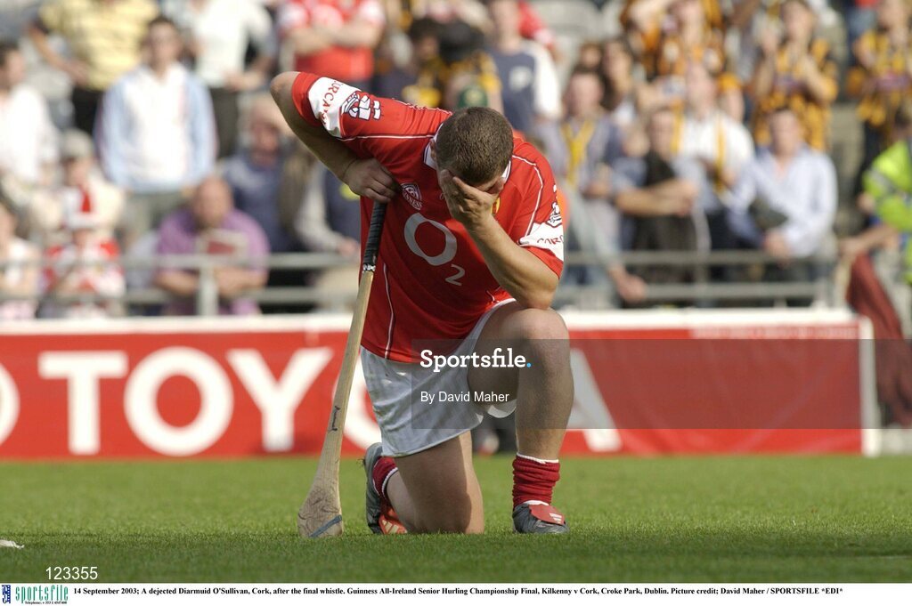 14 September 2003; A dejected Diarmuid O'Sullivan, Cork, after the final whistle. Guinness All-Ireland Senior Hurling Championship Final, Kilkenny v Cork, Croke Park, Dublin. Picture credit; David Maher / SPORTSFILE *EDI*