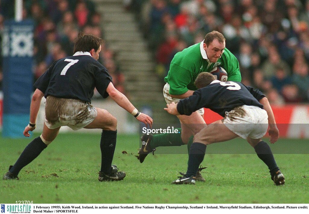 1 February 19955; Keith Wood, Ireland, in action against Scotland. Five Nations Rugby Championship, Scotland v Ireland, Murrayfield Stadium, Edinburgh, Scotland. Picture credit; David Maher / SPORTSFILE