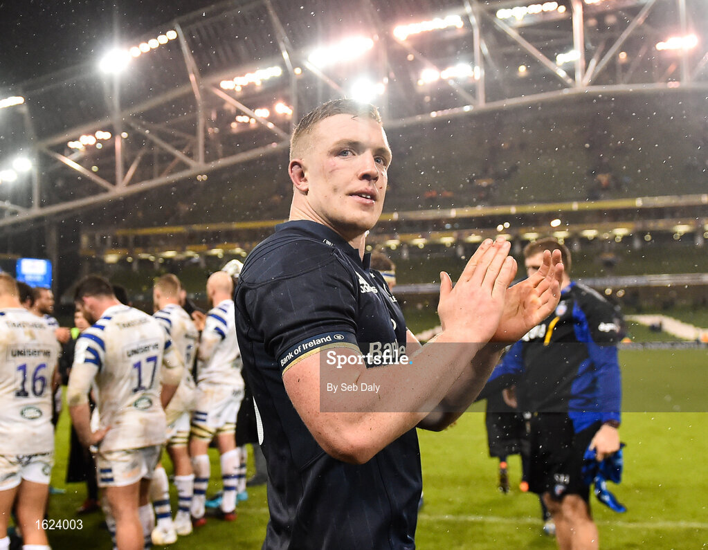 15 December 2018; Dan Leavy of Leinster following his side's victory during the Heineken Champions Cup Pool 1 Round 4 match between Leinster and Bath at the Aviva Stadium in Dublin. Photo by Seb Daly/Sportsfile