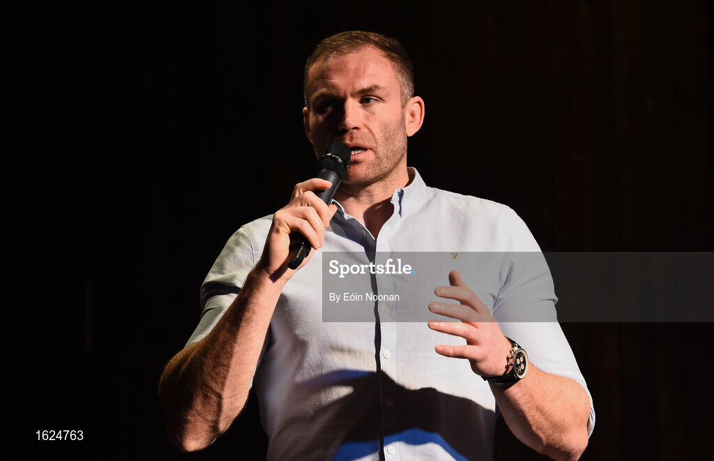 17 December 2018; ’Mental Strength and the Road to Tokyo’ is the first in a series of events hosted by Team Ireland’s Athletes’ Commission in the lead up to Tokyo 2020, focusing on mental fortitude during the qualification process of an Olympic cycle. The event was designed to prepare aspiring Olympians for their Olympic journey drawing on the experience of the Irish Olympic family. The event was attended by a wide spectrum of people across 20 sports, from junior athletes to seasoned Olympians. Speaking at the event is adventurer and former professional rugby player, Damien Browne at The Sugar Club in Dublin. Photo by Eóin Noonan/Sportsfile